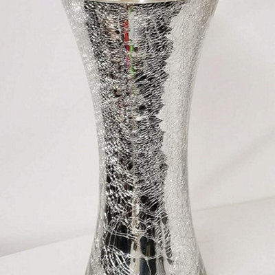 Biznest (Set Of 2) Silver Crackle Mercury Glass Large Vase H 30Cm from B&Q