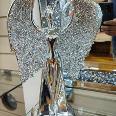 Biznest Angel Lady With Crushed Jewel Wings Resin Ornament Home Decor Secret Fairy from B&Q