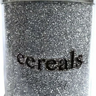 Biznest Xl Cereals Jar Crystal Bin Glass Kitchen Diamond Sparkly Silver Crushed from B&Q
