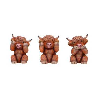 Three Wise Highland Cow FigurinesNemesis Now from B&Q