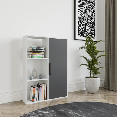 Decorotika Patrick 3 Shelves And A Cabinet Bookcase White & Anthracite from B&Q