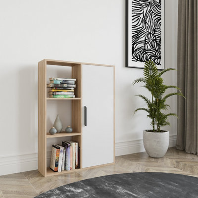 Decorotika Patrick 3 Shelves And A Cabinet Bookcase Oak & White from B&Q