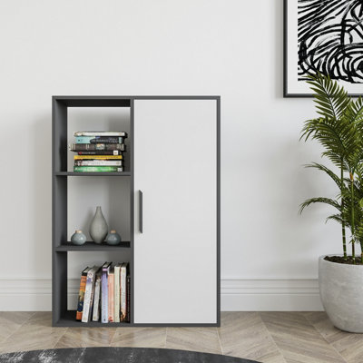 Decorotika Patrick 3 Shelves And A Cabinet Bookcase Anthracite & White from B&Q