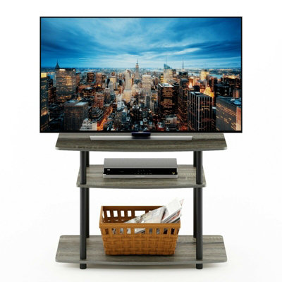 Walplus Furinno Turn-N-Tube No Tools 3-Tier Tv StandsFrench Oak Grey/black from B&Q
