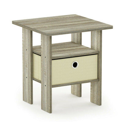 Walplus Furinno Andrey End Table Nightstand With Bin DrawerSonoma Oak/ivory from B&Q