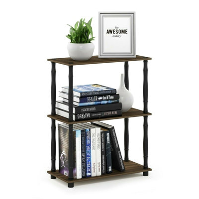 Walplus Furinno Turn-N-Tube 3-Tier Compact Multipurpose Shelf Display Rack With Classic TubeColumbia Walnut/black from B&Q