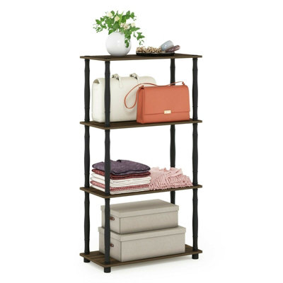 Walplus Furinno Turn-N-Tube 4-Tier Multipurpose Shelf Display Rack With Classic TubesColumbia Walnut/black from B&Q
