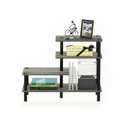 Walplus Furinno Turn-N-Tube 3-Tier Side Display RackFrench Oak Grey/black from B&Q