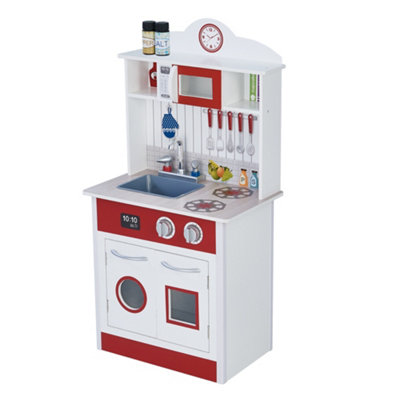 Teamson Kids Little Chef Madrid Classic Interactive Wooden Play KitchenRed/white from B&Q