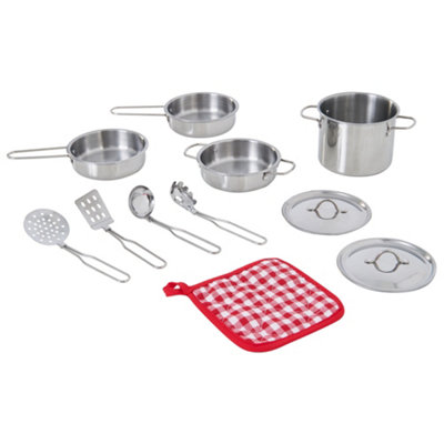 Teamson Kids Little Chef Frankfurt 11-Piece Stainless Steel Pretend Play Cooking Accessory SetChrome from B&Q