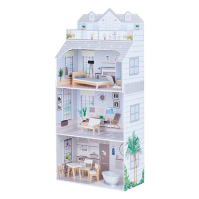 Teamson Kids Deluxe Wooden 3-Story Dollhouse With 8-Piece Furniture Set For 12" Dolls from B&Q
