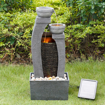 Teamson Home Garden Outdoor Water FeatureSolar Powered Water FountainCascading Waterfall DesignWith Led Lights from B&Q