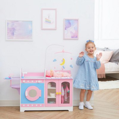 Olivia's Little World Wooden 6-in-1 Baby Doll Changing Station - Pink - Image 7