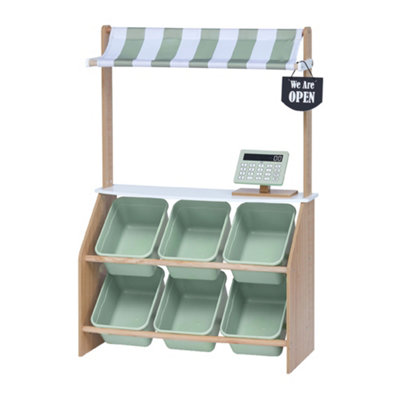 Teamson Kids Wooden Play Market Stand - Green - Interactive Role Play Toy for Children - Image 5