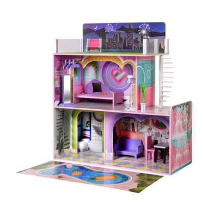 Teamson Kids Kids Wooden Dreamland Sunset 3-Level Dollhouse Set from B&Q