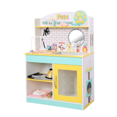 Teamson Kids Little Helper Wooden Pet Care And Veterinary Clinic Playset Yellow/Silver