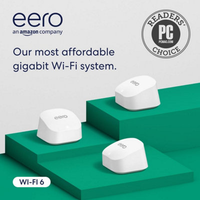 Eero 6+ Mesh Wi-Fi Router 1.0 Gbps Ethernet Coverage Up To 420 M 2 Connect 75+ Devices 3-Pack 2022 Release from B&Q