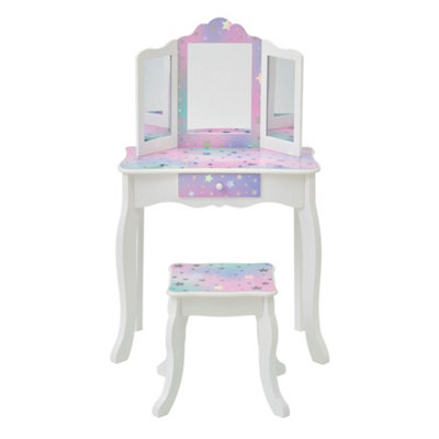 Teamson Kids Kids Vanity Table & Stool With Tri-Fold Mirror And Drawer from B&Q