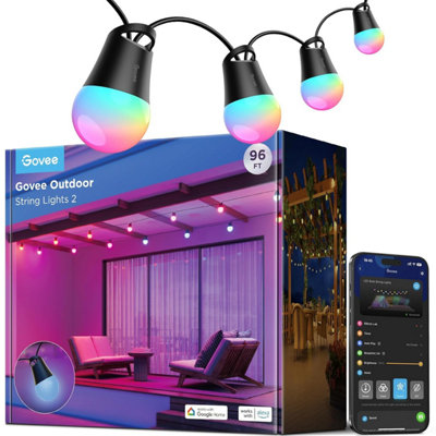 Govee Outdoor Smart String Lights 230 M Dimmable Rgbicw With 16 Million Color And 47 Scene Modes100 Lm Per Led Last For from B&Q