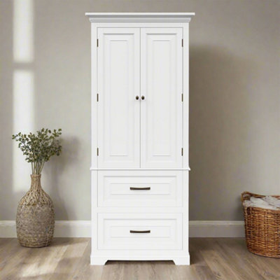 Teamson Home Tall Linen Tower Cabinet With 2 Doors2 Drawers & Shelves from B&Q