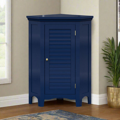 Teamson Home Freestanding Wooden Bathroom Corner Floor CabinetBathroom FurnitureBathroom StorageNavy Blue from B&Q