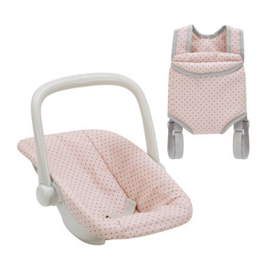Teamson Kids - Baby Doll Carrier and Car Seat Set - Pink/Grey - Polyester - Image 5