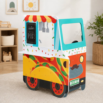 Teamson Kids My Little Helper Wooden Play Taco Truck with Kitchen Accessories - Image 4