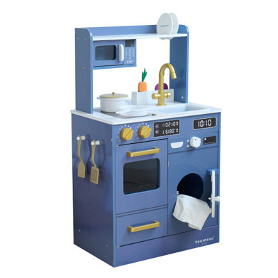 Teamson Kids Little Chef Blue Lake Tahoe Master Play Kitchen - Wooden - Interactive - Storage - Image 6
