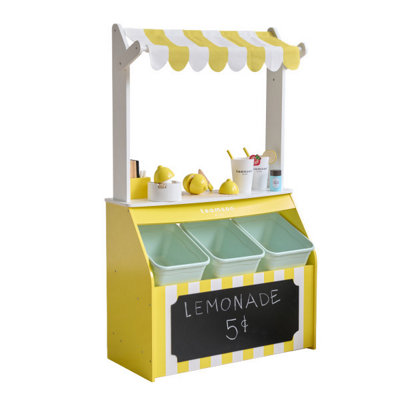 Teamson Kids Sunny Citrus Lemonade Stand - Yellow - Interactive Playset with 18 Accessories - Image 3