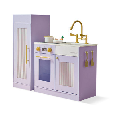 Teamson Kids Little Chef Chester Purple Kitchen Play Set - Wooden - 12 Accessories - Image 3