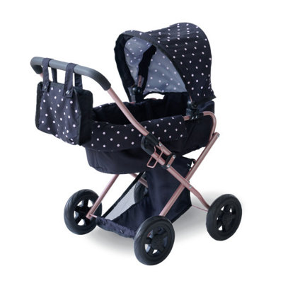 Teamson Kids 2-In-1 Classic Doll Stroller In Black With Removable BassinetAdjustable CanopyStorage Basket & Bag from B&Q