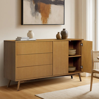 Teamson Home Sideboard Wood Natural 2 Door 3 Drawer - Image 5