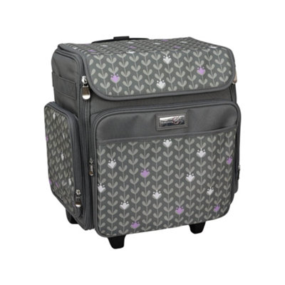 Sewing Online Everything Mary Grey/purple Rolling Tote Bag2 Wheel Trolley Bag For Sewing/crafts from B&Q