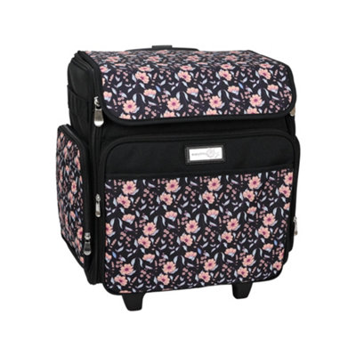 Sewing Online Everything Mary Black/floral Rolling Tote Bag2 Wheel Trolley Bag For Sewing/crafts from B&Q