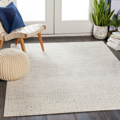 Livabliss Roma-Modern Grey White Living Dining Bedroom Rug 140 X 200 Cm Easy CareNon Shedding from B&Q