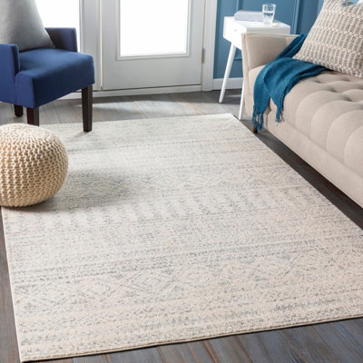 Livabliss Elaziz-Global Grey White Global Living Dining Bedroom Rug 120 X 170 Cm Easy CareNon Shedding from B&Q