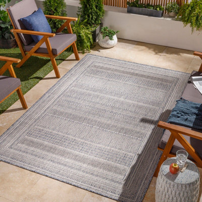 Livabliss Tuareg-Global Blue Ivory Graphic In- & Outdoor Rug 120 X 170 Cm Easy CareNon Shedding from B&Q