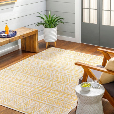 Livabliss Eagean-Global Yellow Ivory Off-White In- & Outdoor Rug 200 X 275 Cm Easy CareNon Shedding from B&Q