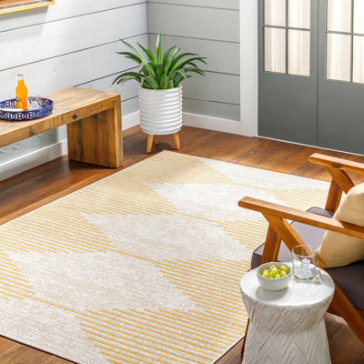 Livabliss Eagean-Global Yellow Ivory Off-White In- & Outdoor Rug 200 X 275 Cm Easy CareNon Shedding from B&Q
