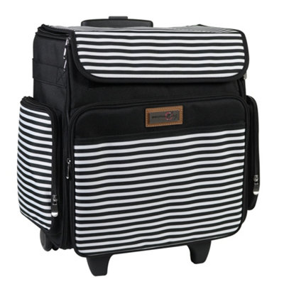 Sewing Online Everything Mary Collapsible Rolling Tote Bag2 Wheel Trolley Bag For Sewing/crafts-Black & White Stripe from B&Q