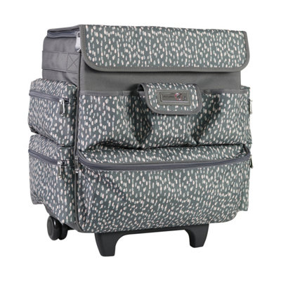 Sewing Online Everything Mary Rolling ToteGrey & Pink Spot 2 Wheel Trolley Bag For Sewing/crafts from B&Q