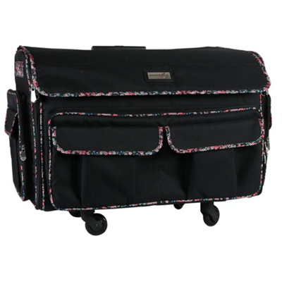 B&Q -  Everything Mary Xxl Deluxe Rolling Sewing Machine CaseBlack With Floral Trim