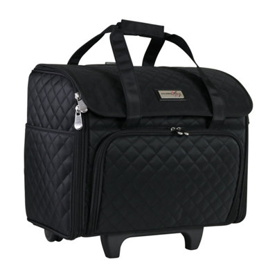 B&Q -  Rolling ToteBlack Quilted 2 Wheel Trolley Bag For Sewing/crafts