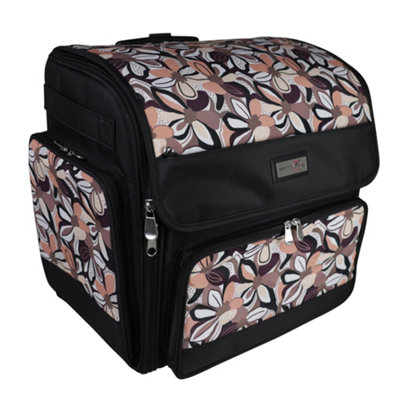 Sewing Online Everything Mary Collapsible Rolling Tote Bag2 Wheel Trolley Bag For Sewing/crafts-Brown Floral from B&Q