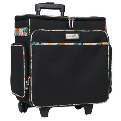 Sewing Online Everything Mary Black/floral Rolling Tote2 Wheel Trolley Bag For Sewing/crafts from B&Q
