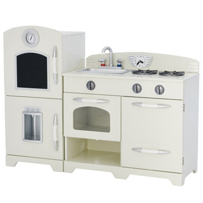 Teamson Kids Little Chef Fairfield Retro Play Kitchen in White for Ages 3 and Up, Wooden Modular Set with Realistic Features - Image 3