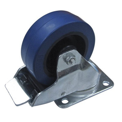 Penn Elcom 100mm / 3.94"  Heavy Duty Blue Swivel Braked Castor W9008-V6 from B&Q