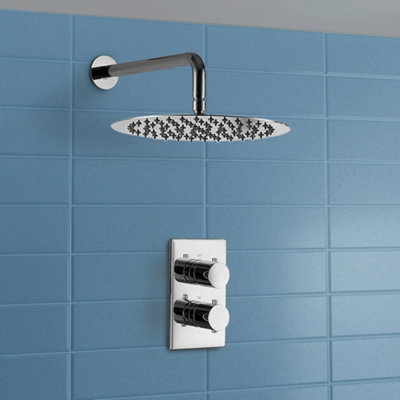 2 Dial 1 Way Thermostatic Mixer Valve With Rainfall Shower Head from B&Q