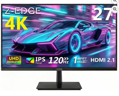 Z-Edge 27 Inch 4K Monitor 120Hz Uhd 3840X2160 Ips 100% Srgb Hdmi 2.1 Dp 1.4