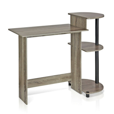 Walplus Furinno Compact Computer Desk With ShelvesFrench Oak Grey/black from B&Q